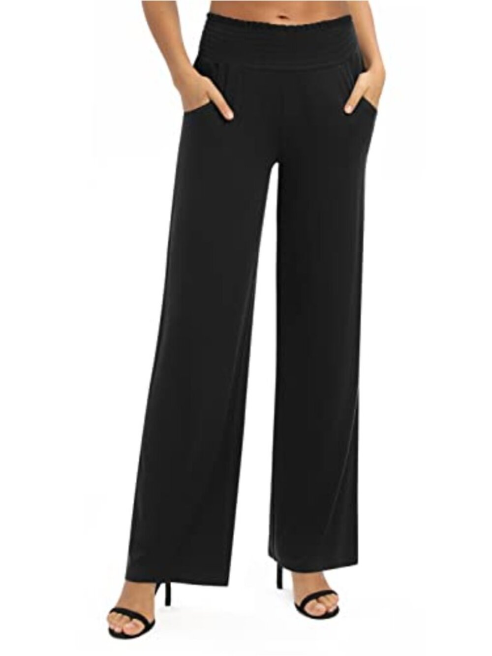 Vintage High Waist Wide Leg Palazzo Pants with Pockets